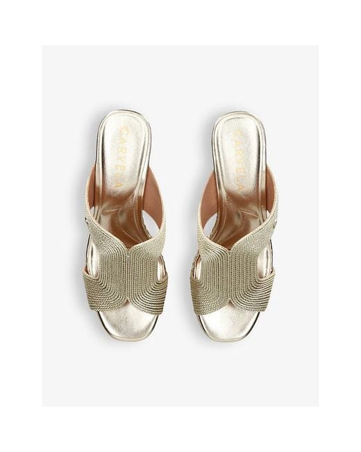 Carvela Kurt Geiger White Gala Rope-Effect Woven Heeled Sandals