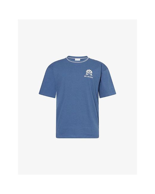 Columbia Blue Landroamer Crewneck Cotton-Jersey T-Shirt for men