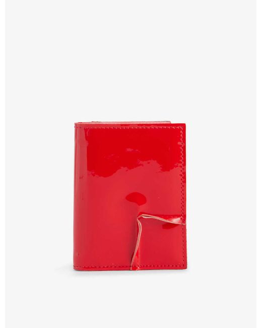 Comme des Garçons Red Seam-effect Patent-leather Wallet