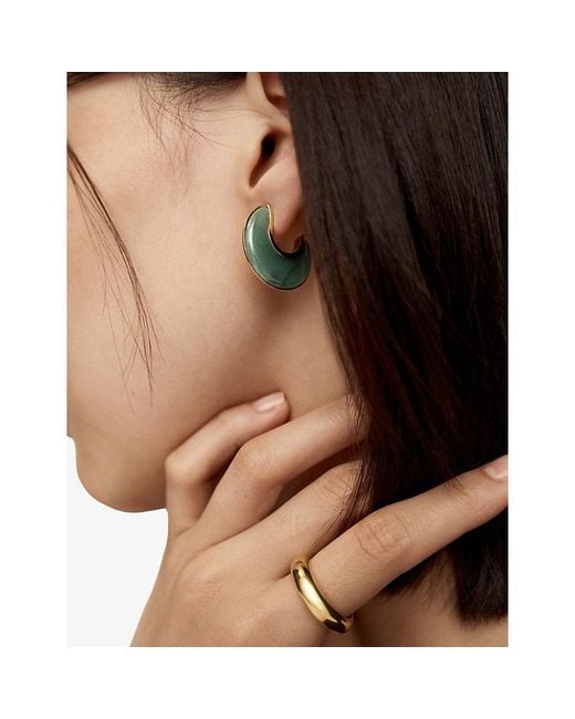Monica Vinader Metallic X Kate Young 18Ct Vermeil And Aventurine Hoop Earrings
