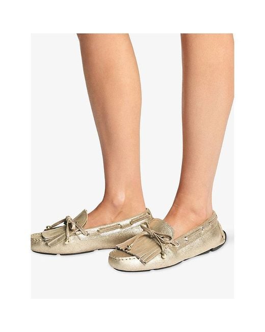 Jimmy Choo Natural Manon F Metallic Reverse Suede Loafers