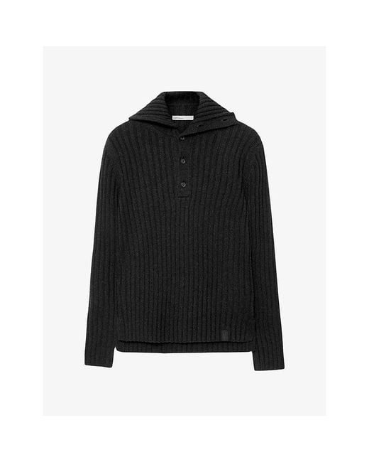 AllSaints Black Liev Funnel-Neck Wool-Blend Jumper for men