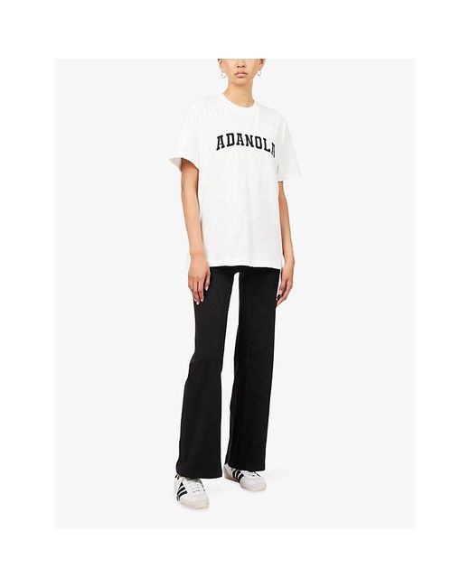 ADANOLA White Varsity Short-Sleeve Oversized Cotton T-Shirt