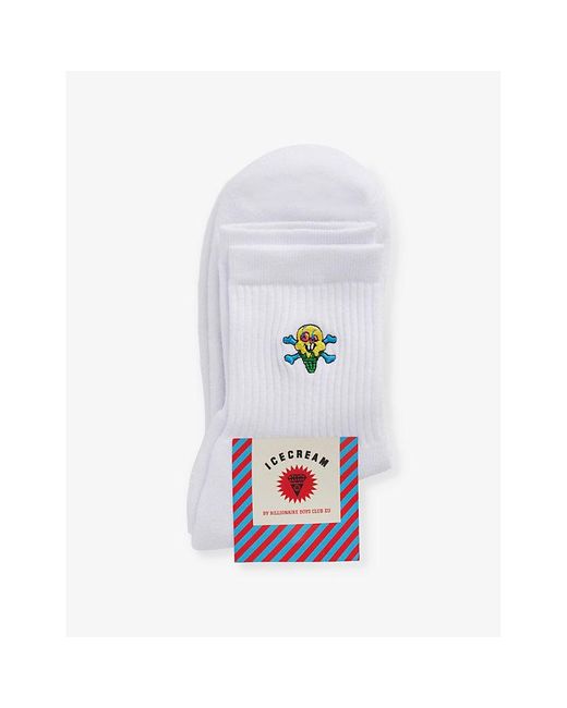 ICECREAM White Cones Bones Embroidered-motif Cotton-blend Knitted Socks for men