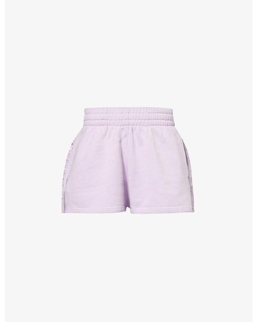 P.E Nation Pink Undercut Brand-embroidered Organic-cotton Shorts