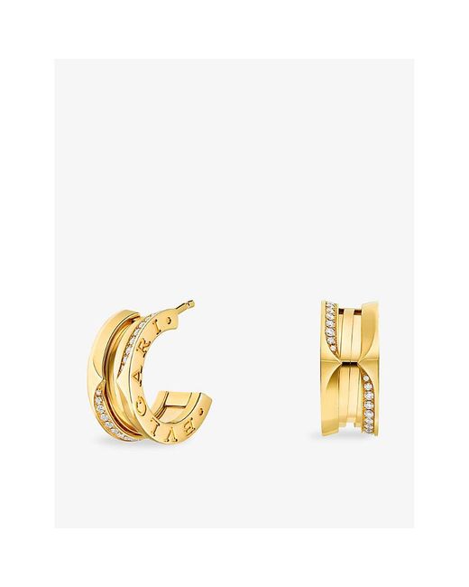 BVLGARI Metallic B.Zero1 18Ct- And Brilliant-Cut 0.22Ct Diamond Hoop Earrings