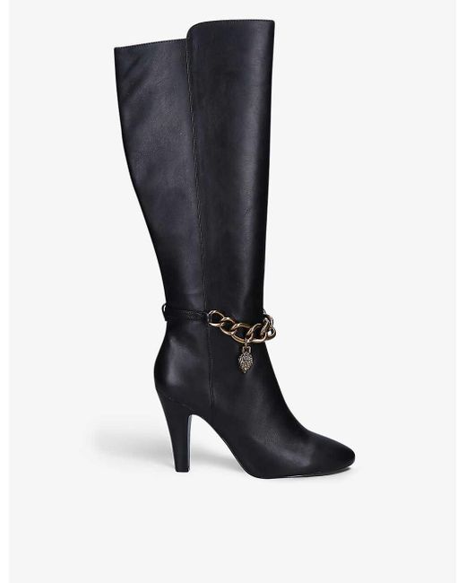 Kurt Geiger Black Shoreditch Chain-embellished Leather Over-the-knee Boots