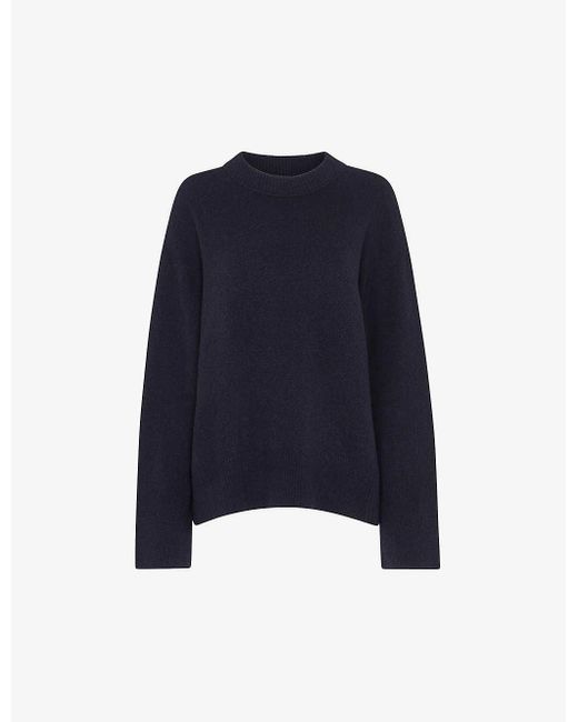 Whistles Blue Relaxed-fit Round-neck Knitted Jumper