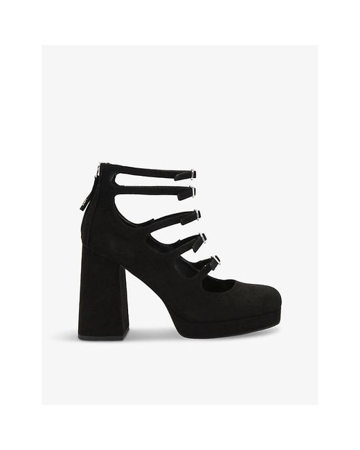 KG by Kurt Geiger Black Flawless Multi-Strap Faux-Leather Heeled Courts