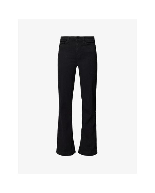 PAIGE Black Leenah 32' Slim Wide-Leg Denim Jeans