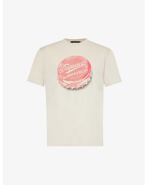 DSquared² Pink Graphic-print Cotton-jersey T-shirt for men