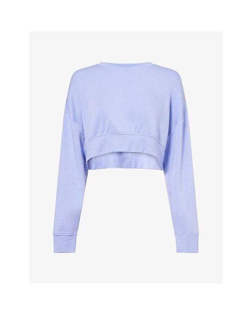 Splits59 Blue Noah Cropped Stretch-Jersey Sweatshirt