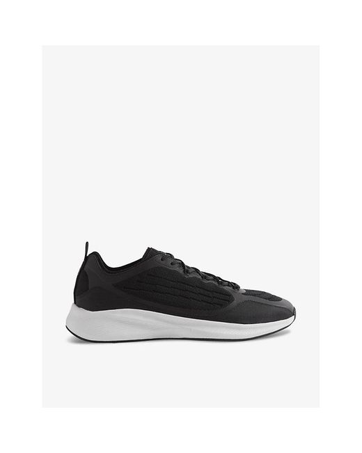 Reiss Black Adison Knitted Low-top Trainers for men