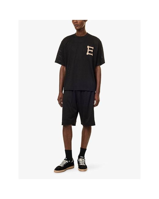 1886 Black Brand-Appliqué Mesh-Jersey Basketball Shorts for men