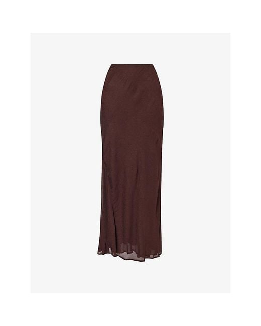 Dissh Brown Carly High-Waist Woven Midi Skirt