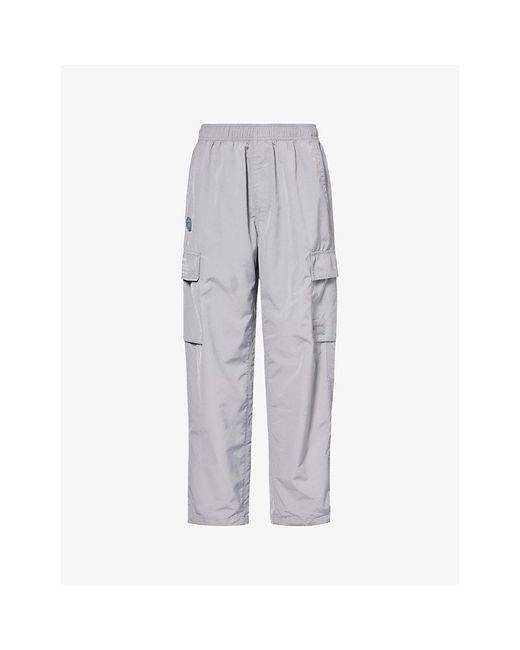 Aape Gray Logo-appliqué Relaxed-fit Woven Cargo Trousers for men