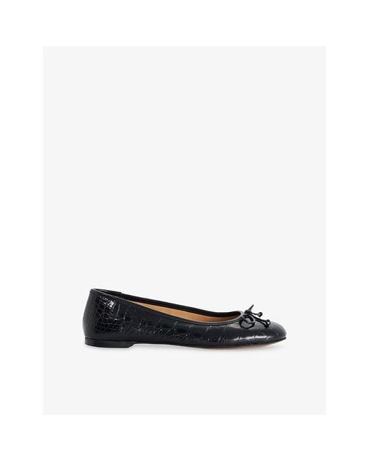 Dune Black Helenne Leather Ballet Flats