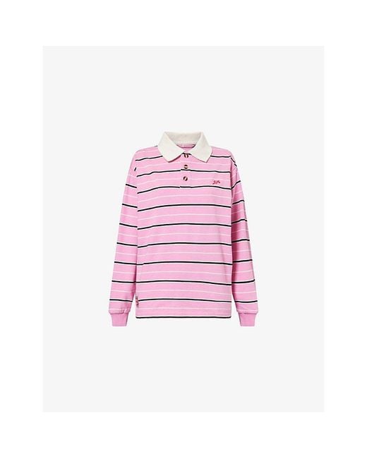 Damson Madder Pink Remie Striped Cotton-Jersey Rugby Shirt