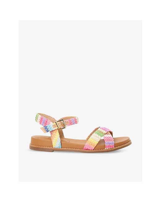 Dune Pink Lassey Crossover-strap Woven Sandals