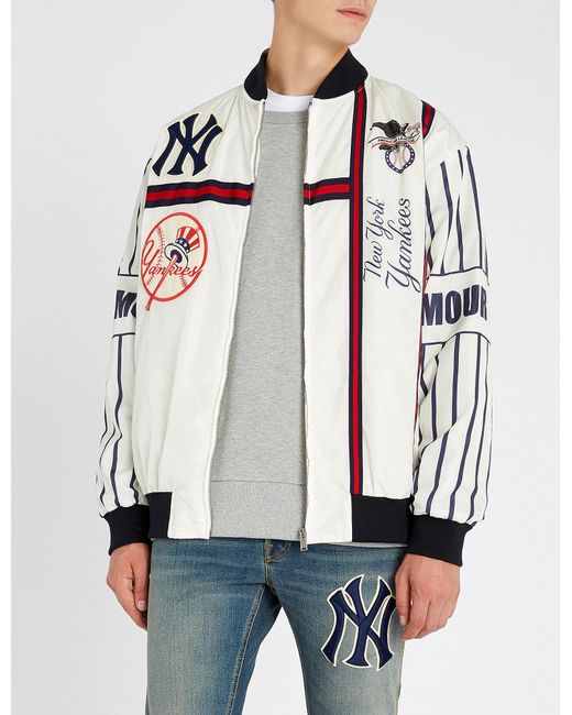 Gucci Men's New York Yankees Striped Bomber Jacket - White for men