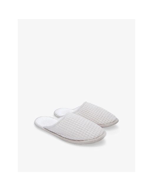 The White Company White Waffle Cotton-Blend Slippers