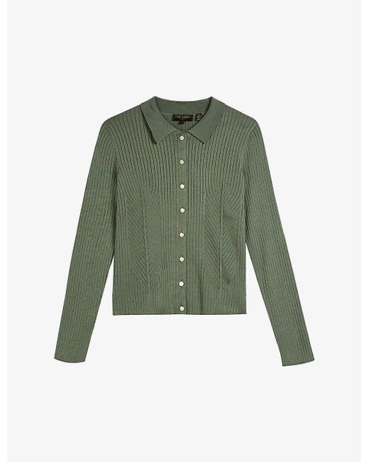Ted Baker Green Meenaa Co-ord Button-up Knitted Cardigan
