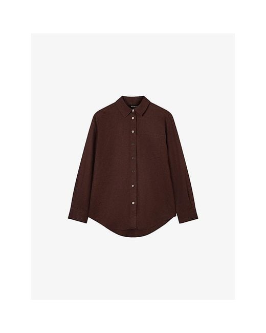 Whistles Brown Ultimate Relaxed-Fit Linen Shirt