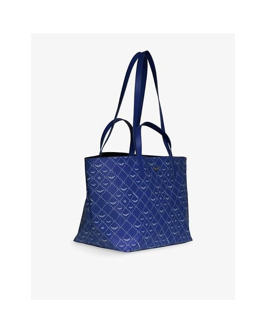Zadig & Voltaire Blue Logo-Print Coated-Canvas Xl Shopper