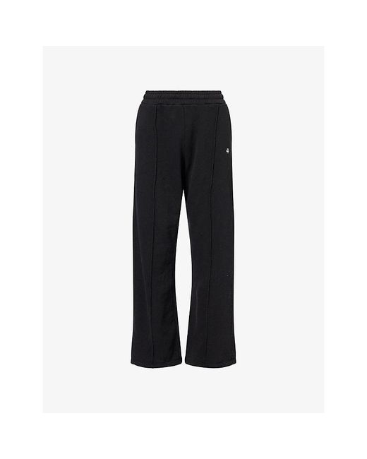 4th & Reckless Black Fergie Wide-Leg Cotton-Jersey Jogging Bottoms