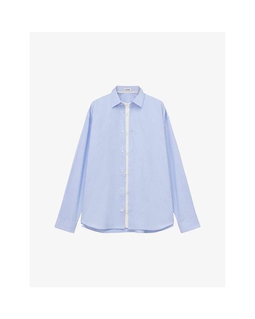 Loewe Blue Double Layer Cuffed Cotton-blend Shirt