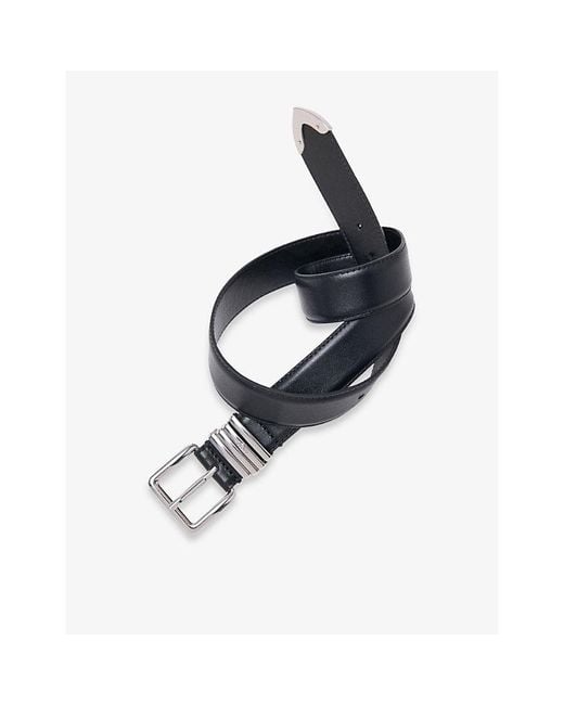 Maje Blue Smooth Leather Buckle Belt
