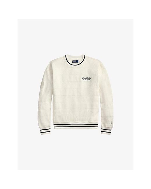 Polo Ralph Lauren White X Wimbledon Cotton Knit Jumper for men