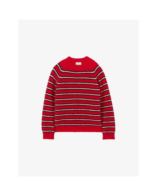 Claudie Pierlot Red Striped Relaxed-Fit Stretch Mohair-Blend Jumper