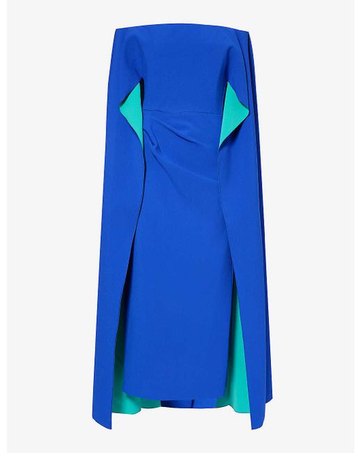 Roksanda Blue Guiomar Draped-panel Woven Maxi Dress