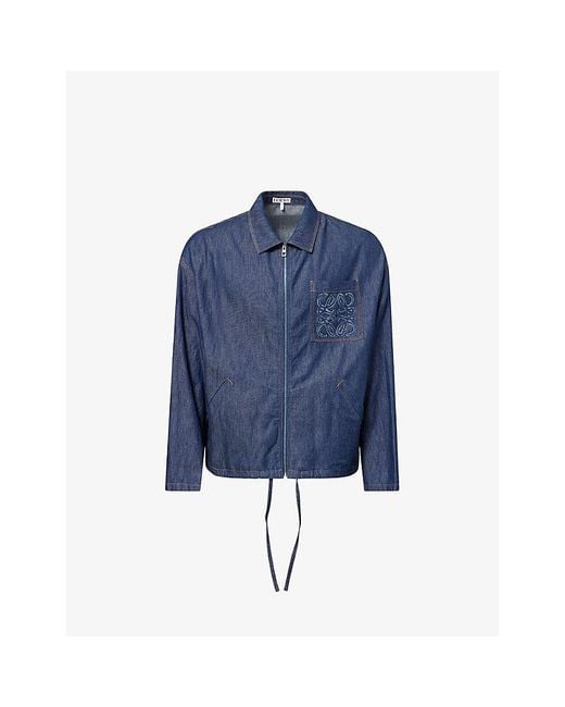 Loewe Blue Anagram-Embroidered Denim Jacket for men