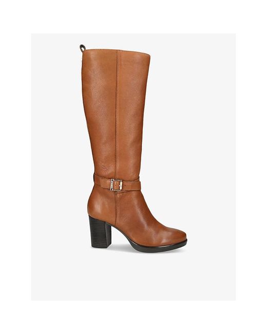 Carvela Kurt Geiger Brown 2 Buckle-Embellished Leather Knee-High Boots