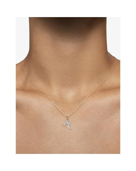 Monica Vinader White M Letter 14Ct- And Lab-Grown Diamond Charm