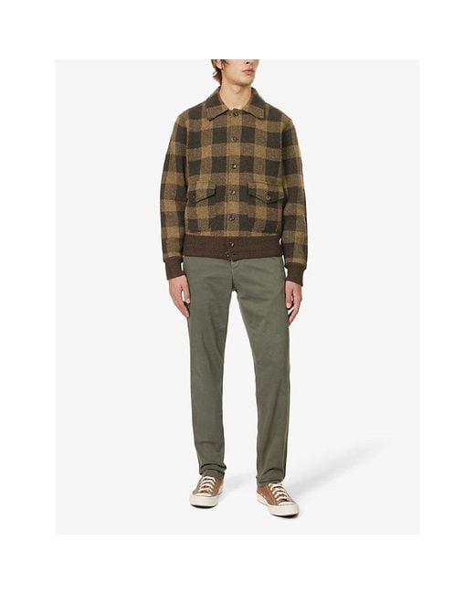 Replay Green Benni Straight-Leg Regular-Fit Stretch-Cotton Trousers for men