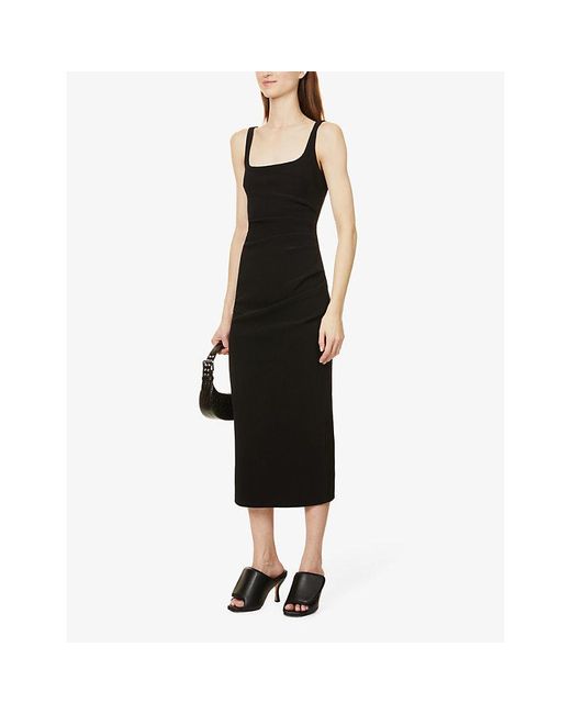 Bec Bridge Black Karina Square neck Stretch woven Midi Dress