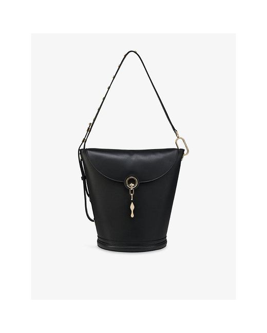 Christian Louboutin Black Flo Large Leather Bucket Bag