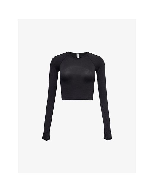 lululemon athletica Black Swiftly Tech 2.0 Cropped Recycled-polyester Top
