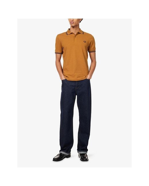 Fred Perry Brown Twin-Tipped Collared Cotton Polo Shirt for men