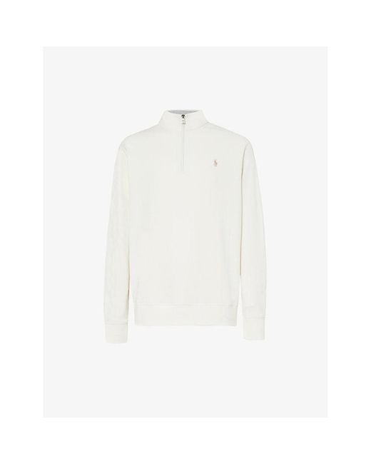 Polo Ralph Lauren White Logo-embroidered High-neck Cotton-blend Sweatshirt for men
