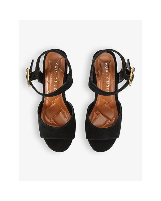 Kurt Geiger Black Mayfair Suede Platform Cork Sandals