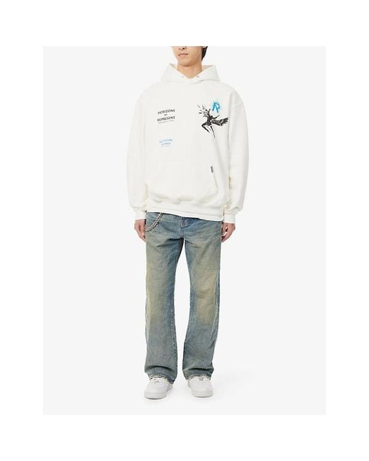 Represent White Icarus Graphic-print Cotton-jersey Hoody for men