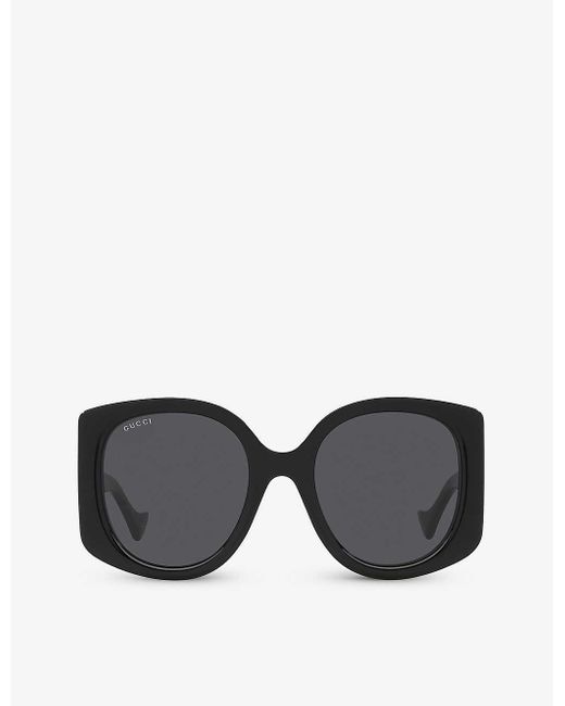 Gucci Black GG1257S Rectangle-frame Tortoiseshell Acetate Sunglasses
