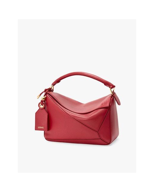 Loewe Red Puzzle Small Leather Top-Handle Bag