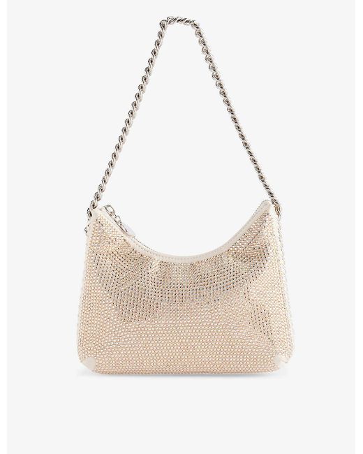 Stella McCartney White Falabella Crystal-embellished Woven Shoulder Bag