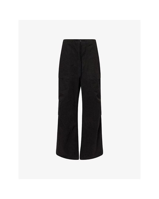 Entire studios Black Barren Wide-Leg Cotton Cargo Trousers