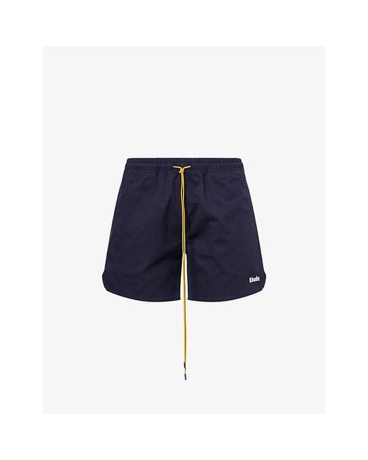 Rhude Blue Logo-Embroidery Cotton Twill Shorts for men